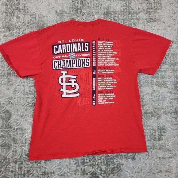 St Louis Cardinals T-Shirt Mens Large Red 2014 NL Central Division Champions - Picture 6 of 8